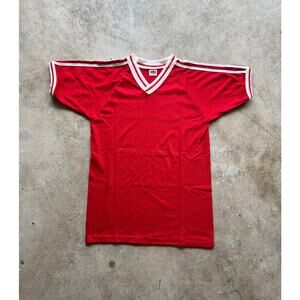 VTG 1970s Striped Ringer Red Jersey Sportswear Shirt Size Medium Mason Brand